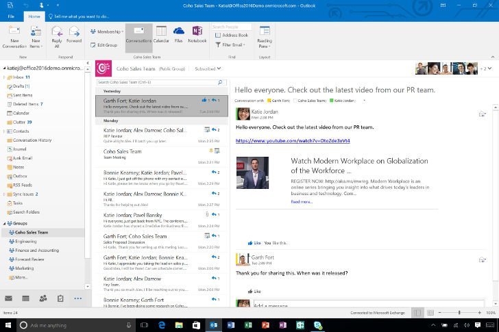 Outlook 2016 sound notification